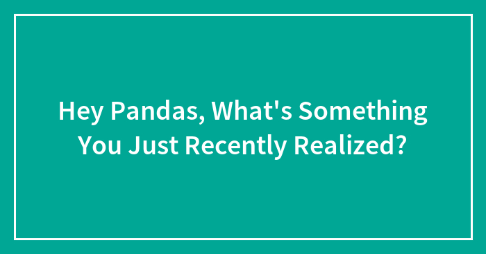 Hey Pandas, What’s Something You Just Recently Realized? (Closed)