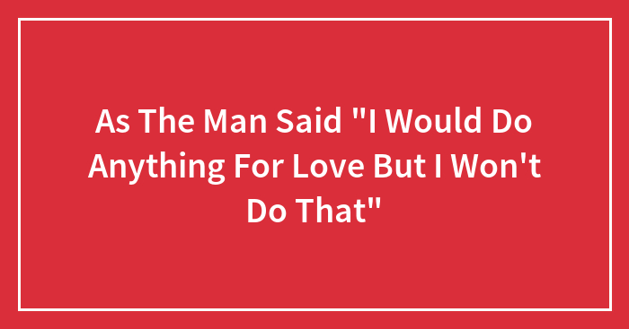 As The Man Said “I Would Do Anything For Love But I Won’t Do That”