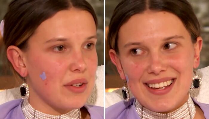 Millie Bobby Brown Ditches Makeup, Wears A Pimple Patch On The Drew Barrymore Show