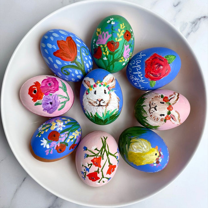 A Little Easter Cheer Is Sent Your Way. I Couldn't Resist Dressing Up These Brown Eggs With A Little Acrylic Gouache