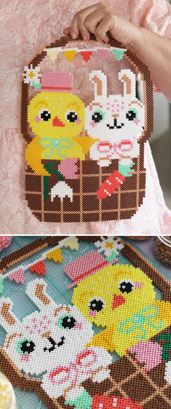 Little Easter Basket With Two Sweet Friends