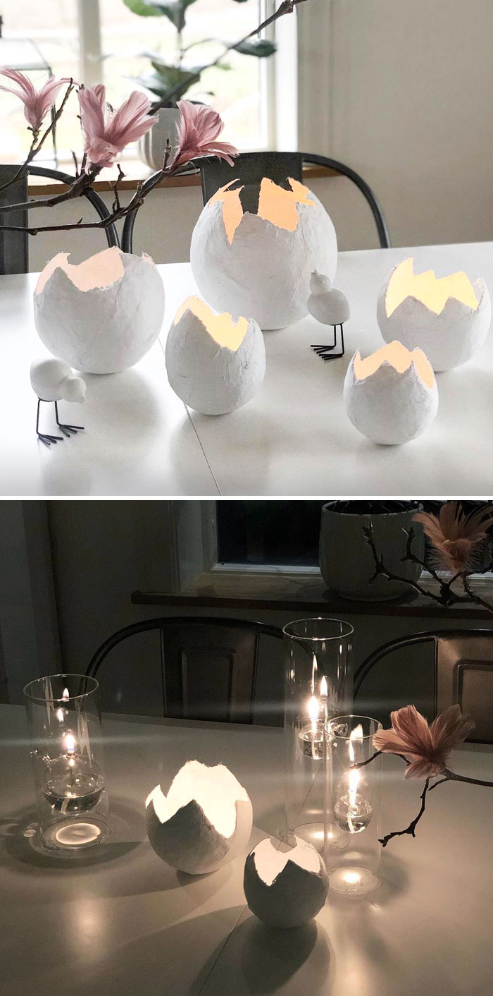 Every Year I Make Plaster Eggs. Really Recommend This Easter Craft If You Are Crafty - So Much Fun, And You Can Use Them For So Many Things Later On