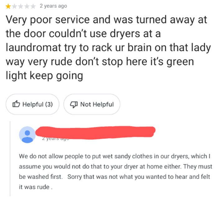 Found This Review For My Local Laundromat In A Beach Town, Looks Like The Owner Has Had Enough Of The Entitled Tourists