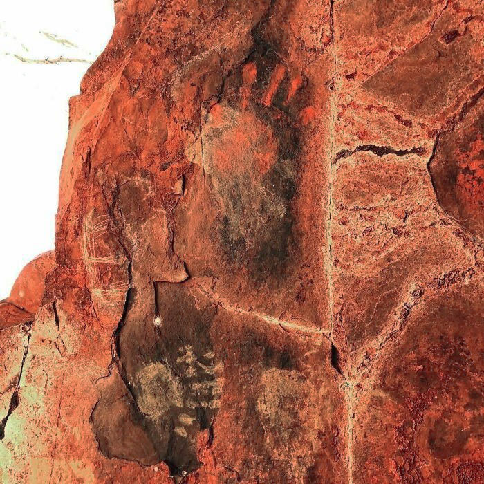Visitor Impact Surveys Down At Weano Gorge. Tourists Have Left Their Own Handprints On The Hanging Rock Faces. Damaging The Fragile History Of The Traditional Owners