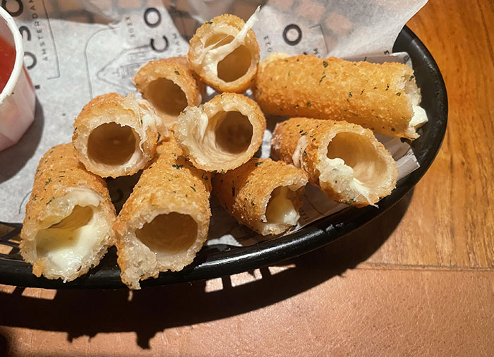 My Order For Fried Mozzarella Sticks Are All Without Mozzarella
