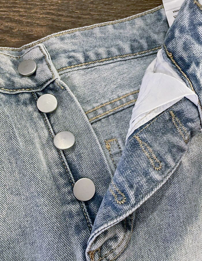 I Waited Two Months For This Denim Skirt To Come In, And They Forgot To Cut Holes For The Buttons