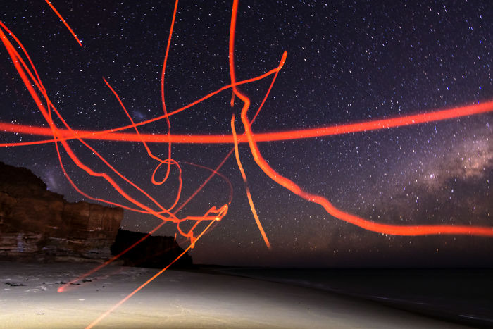 What You Get When You Are Running A 90 Second Night Exposure At 2000 Iso And The Red Ass Firefly Is Attracted To Your Red Light On The Camera