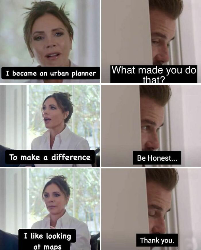 Urban planning meme featuring a humorous conversation about becoming an urban planner for a love of maps.