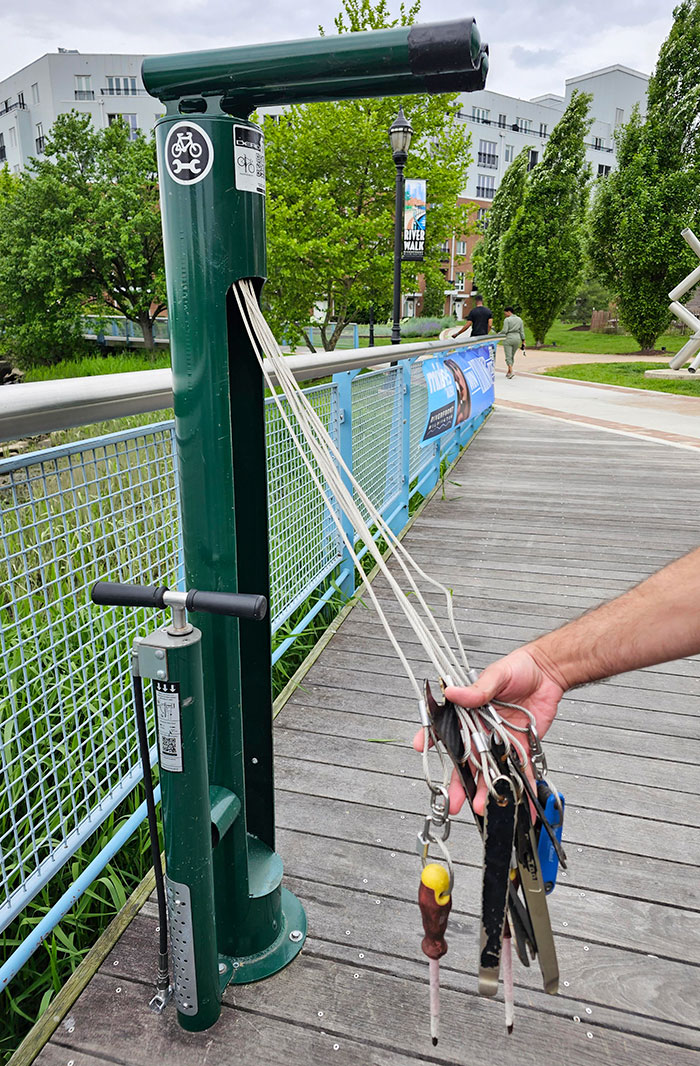 Cool Bike Repair Equipment On A Bike Path