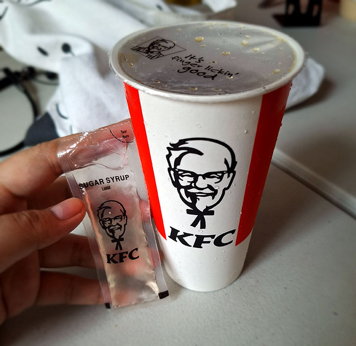 Our Local KFC Has The Sugar Syrup Separate From The Iced Tea