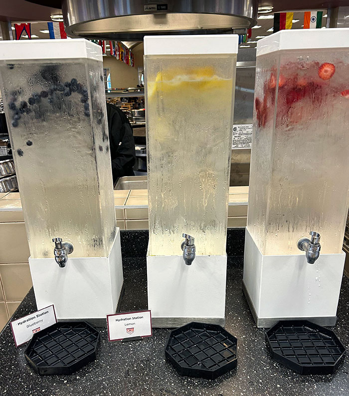 The Hydration Station In My University Dining Hall. They Change The Fruits Every Day