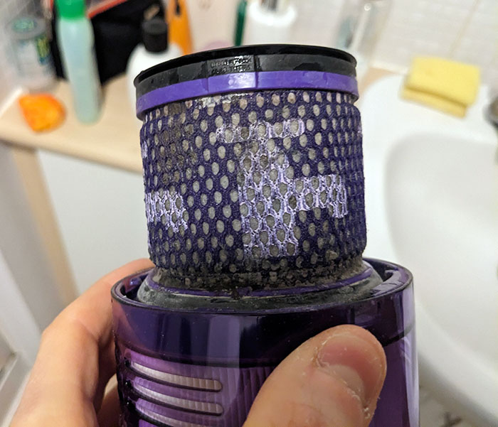 My Vacuum Cleaner Filter Displays Taps When It's Wet After Cleaning, So You Know When It's Fully Dry