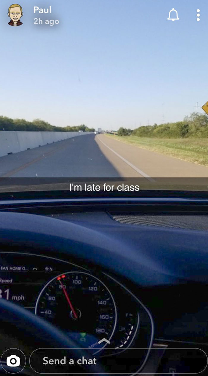 Other High School Teachers: "College Is No Joke! Your Professors Are Going To Be Way More Strict." My Professor's Snapchat Story