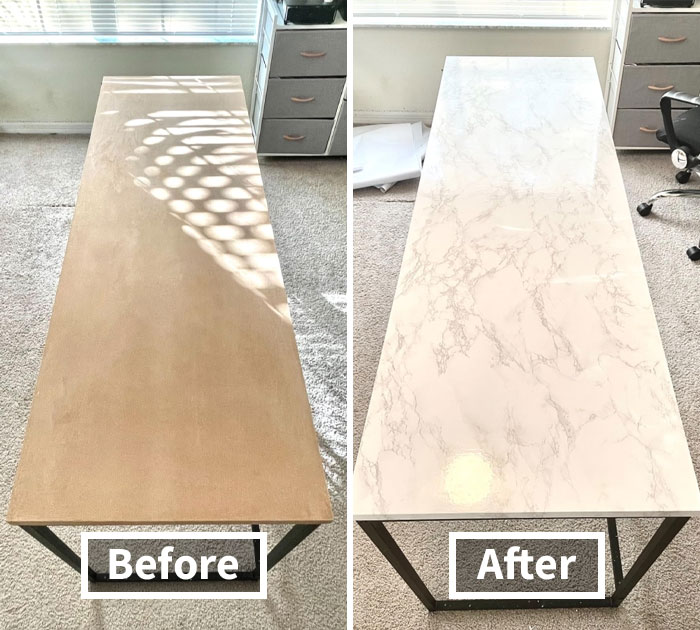 Why Splurge On New Furniture When This Marble Contact Paper Makes Everything Old Look New Again?
