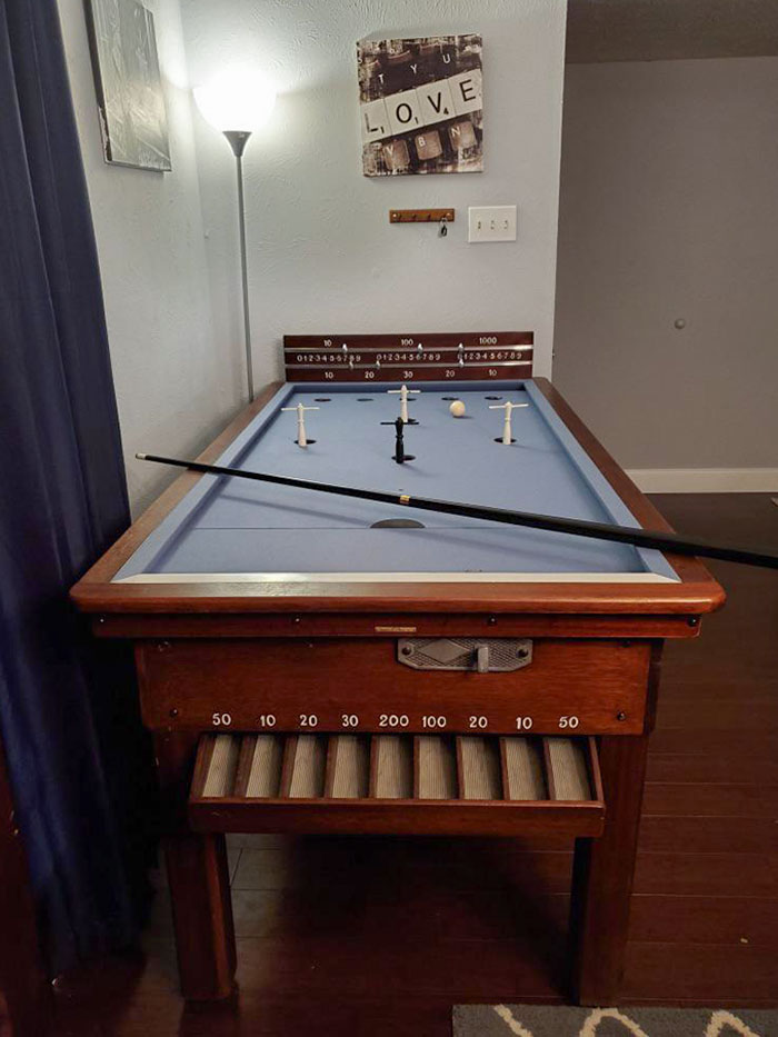 My Wife Inherited This Table From Her Grandpa. She Thinks It’s Called A "Skittles Table", But Can’t Find Much On What It Is, Or How To Play