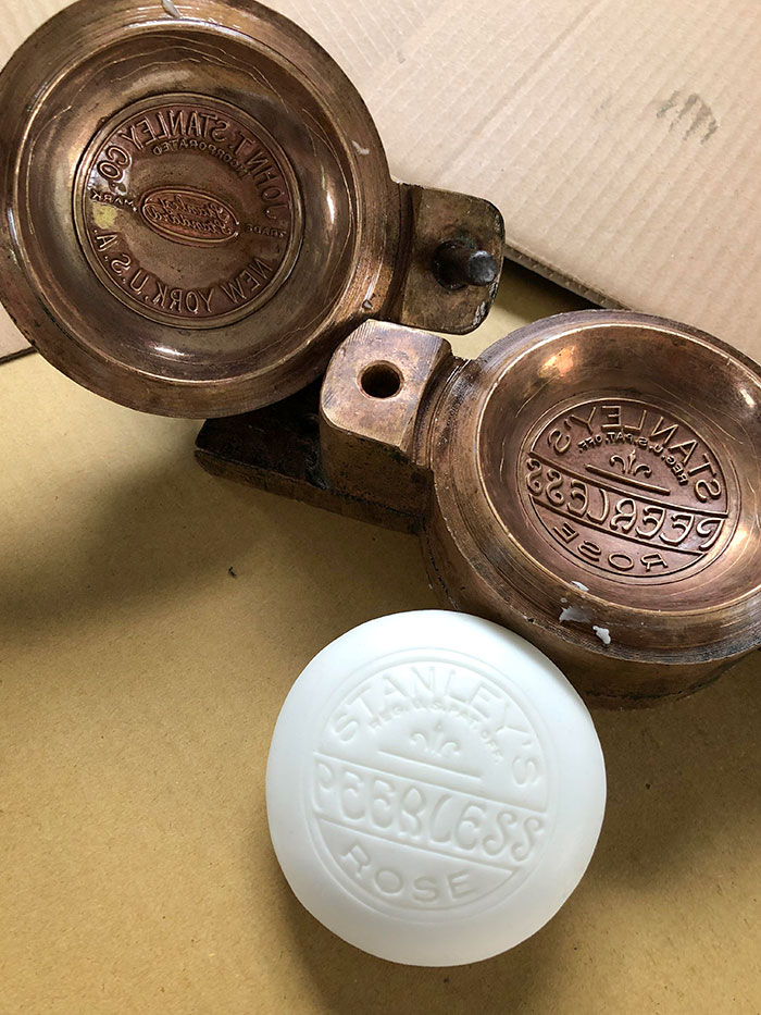 Made A Bar Of Soap Out Of My Father-In-Law’s Inherited 110-Year-Old Soap Press For His Birthday (Stanley Soap Co. Est. 1865, NYC)