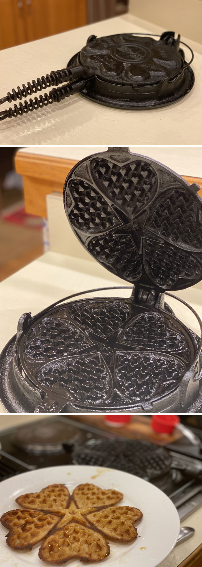 I Inherited A Century-Old Cast Iron Waffle Maker This Christmas. It Still Cooks Amazing Waffles