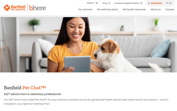 Banfield Vet Chat main page