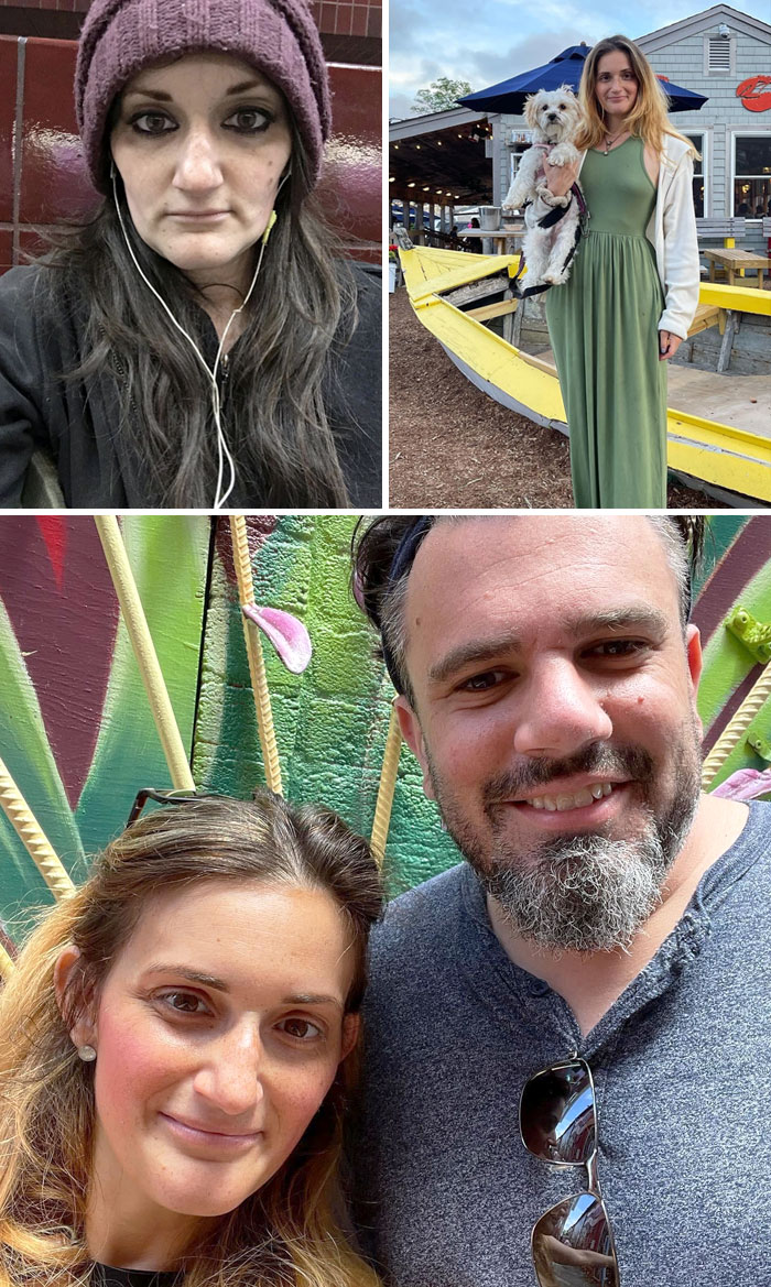 Mientras era adicta, mi cara colapsó porque perdí la mayoría de mis dientes a causa de las drogas, era miserable. Han pasado casi 2 años desde que abracé la sobriedad. Ahora tengo una cara más llena y un nuevo cachorro