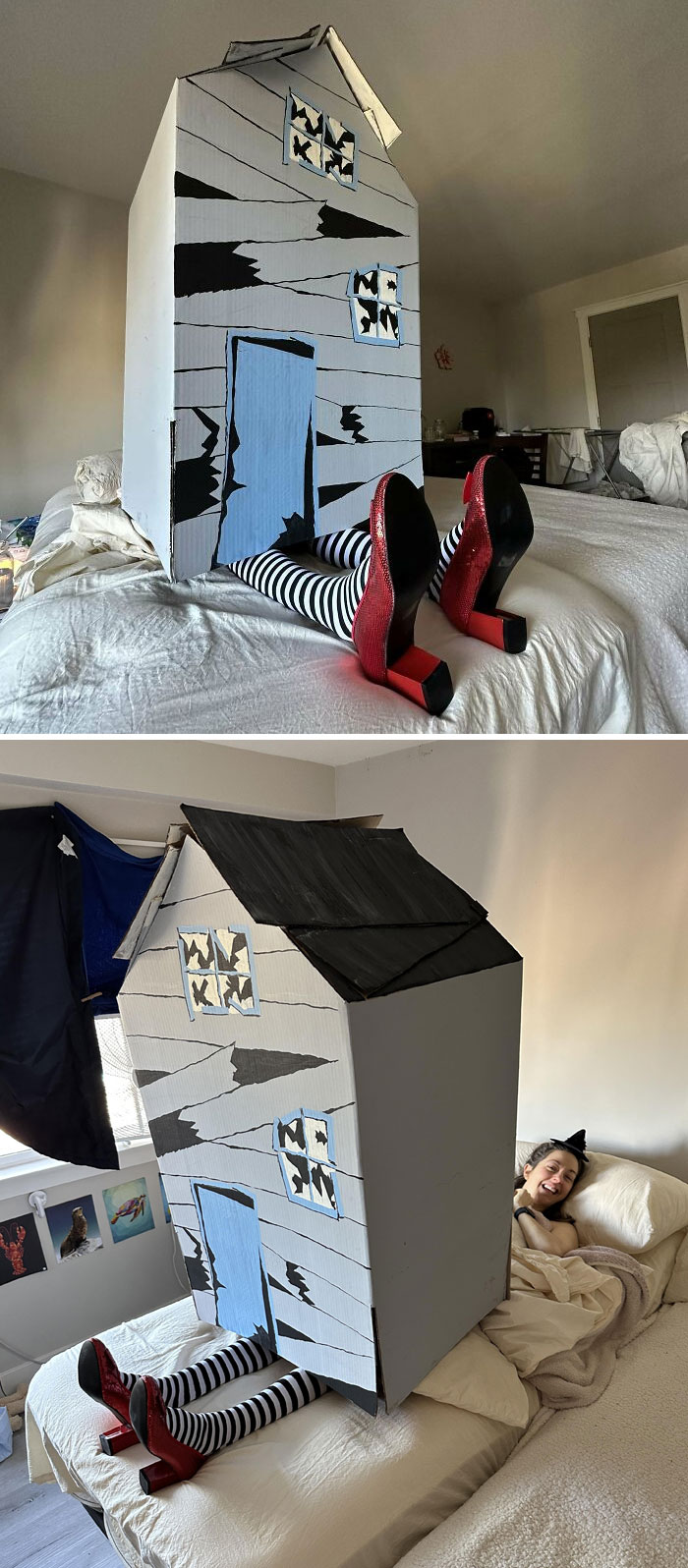 My Wife Is Bedbound So I Made Her This Halloween Costume. Seeing Her Smile Made The Under The Fingernail Cardboard Papercut Almost Worth It