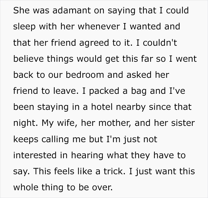 Man Freaks Out After Wife Confesses To Asking Her Friend To Replace Her For Intercourse