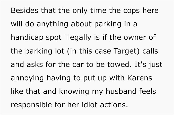 Karen Starts Screaming At Couple Over ‘Illegal’ Handicap Parking, Refuses To See Reason Karen Starts Screaming At Couple Over ‘Illegal’ Handicap Parking, Refuses To See Reason
