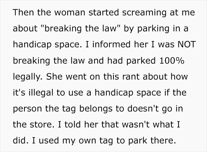 Karen Starts Screaming At Couple Over ‘Illegal’ Handicap Parking, Refuses To See Reason Karen Starts Screaming At Couple Over ‘Illegal’ Handicap Parking, Refuses To See Reason