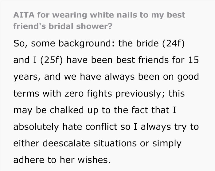 Bride Left In Tears After Friend Had The Audacity To Wear White Nails To Her Bridal Shower Bride Left In Tears After Friend Had The Audacity To Wear White Nails To Her Bridal Shower