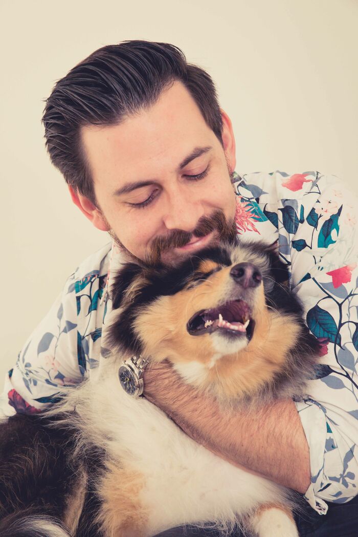 Don't Forget The Dads! Ruckus Blue Merle Rough Collie Gets A Monster Hug From Dog Dad & Loves The Attention