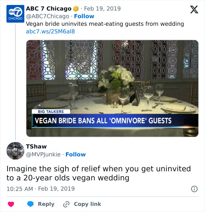 Vegan Bride Bans All Omnivore Guests From Wedding