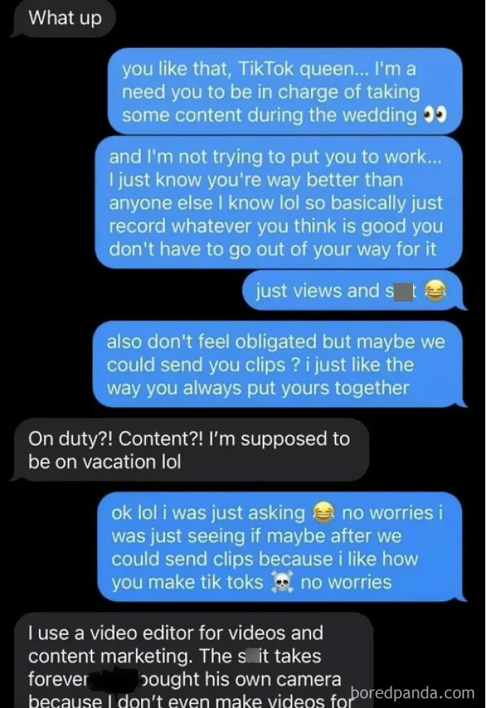 On A Destination Wedding Group, Basically Telling Her She Need To Work For Free