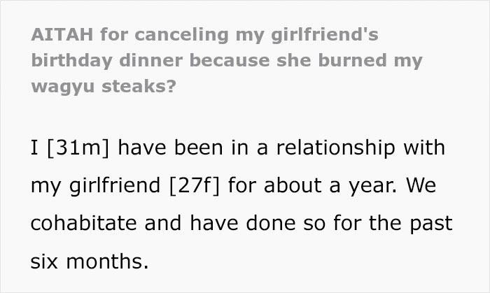 "I've Never Been So Disgusted With Her": GF Cooks Guy Steaks, Pretends She's An Idiot
