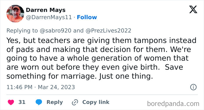 Unhinged Take On Tampons