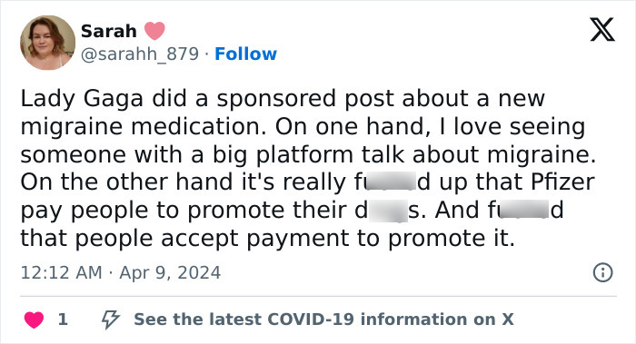 “WHERE ARE YOUR ETHICS?”: Lady Gaga Slammed For Promoting Migraine Med “WHERE ARE YOUR ETHICS?”: Lady Gaga Slammed For Promoting Migraine Med