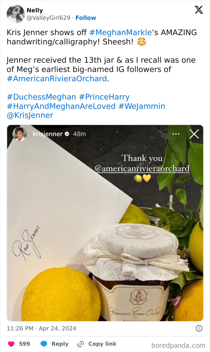 Fans Rip Into Meghan Markle After Kris Jenner Posts Photo With Jam And &ldquo;Rotten&rdquo; Lemons
