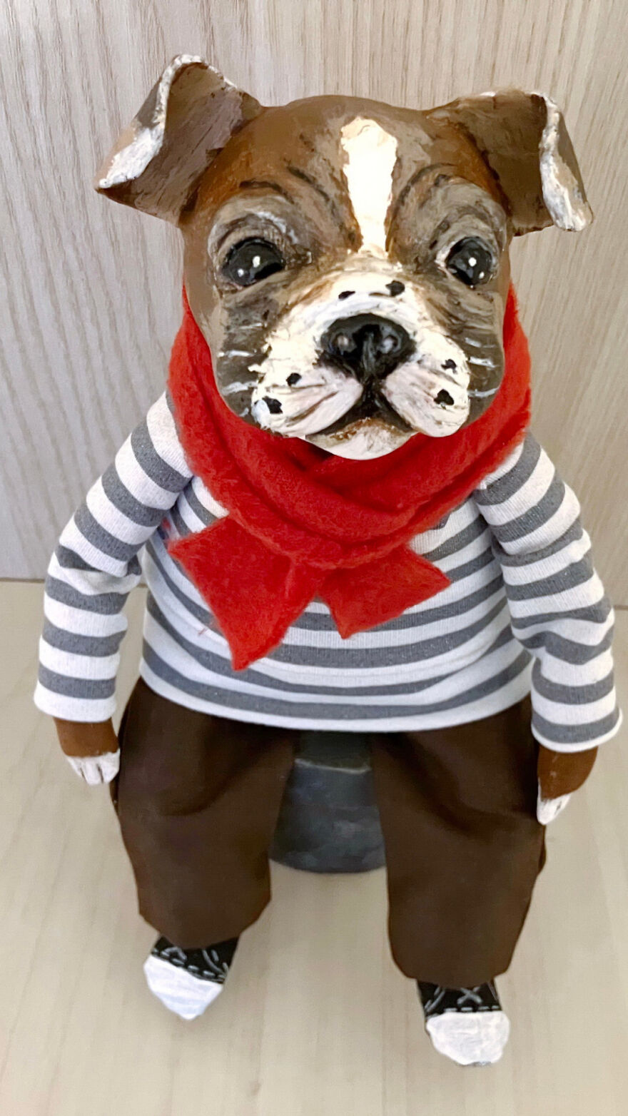 Bulldog Anthropomorphic Art Doll
