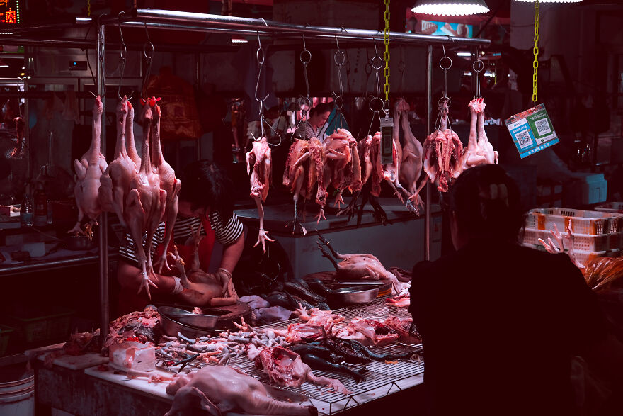 Meat Street Market In Dongguan City