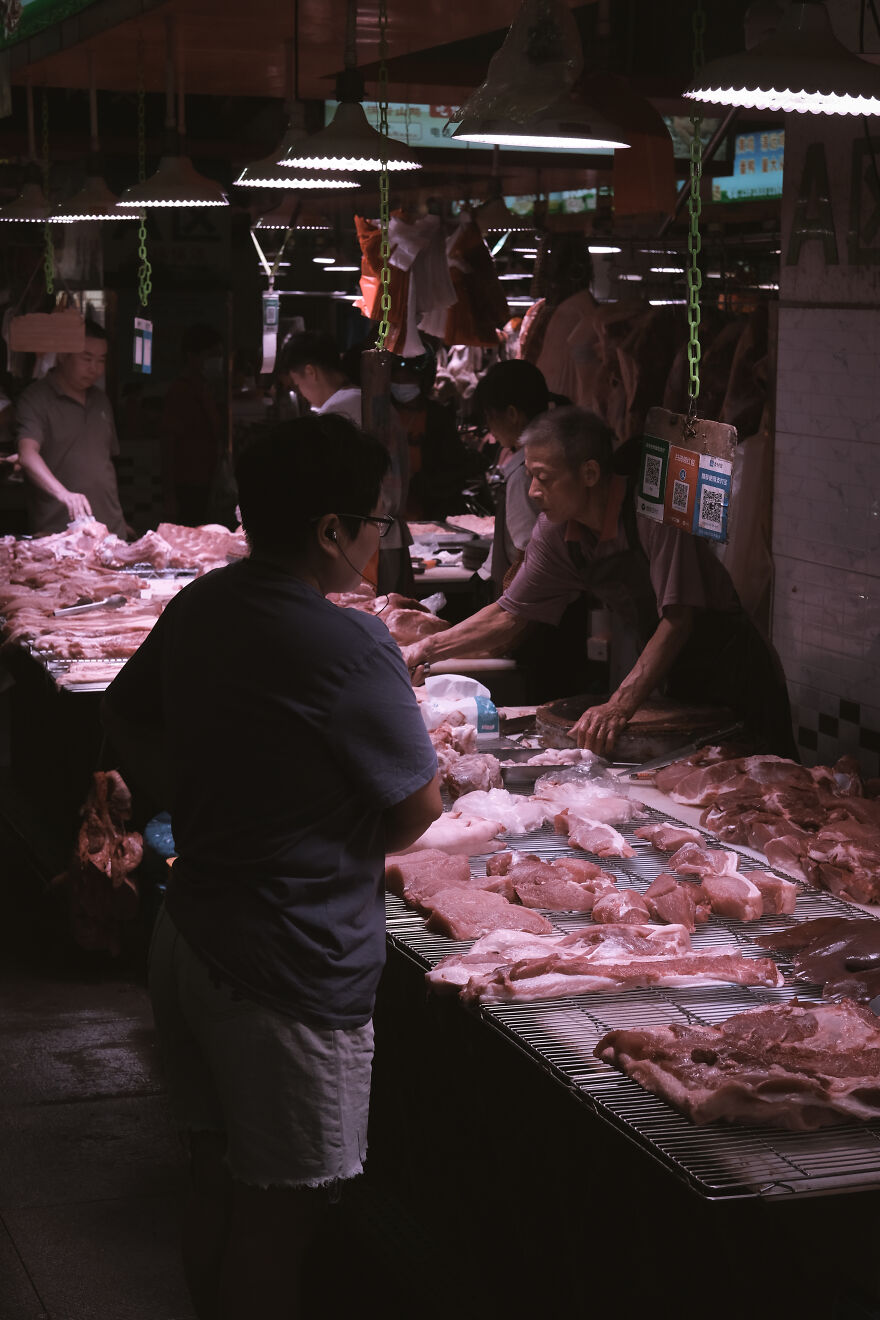 Meat Street Market In Dongguan City