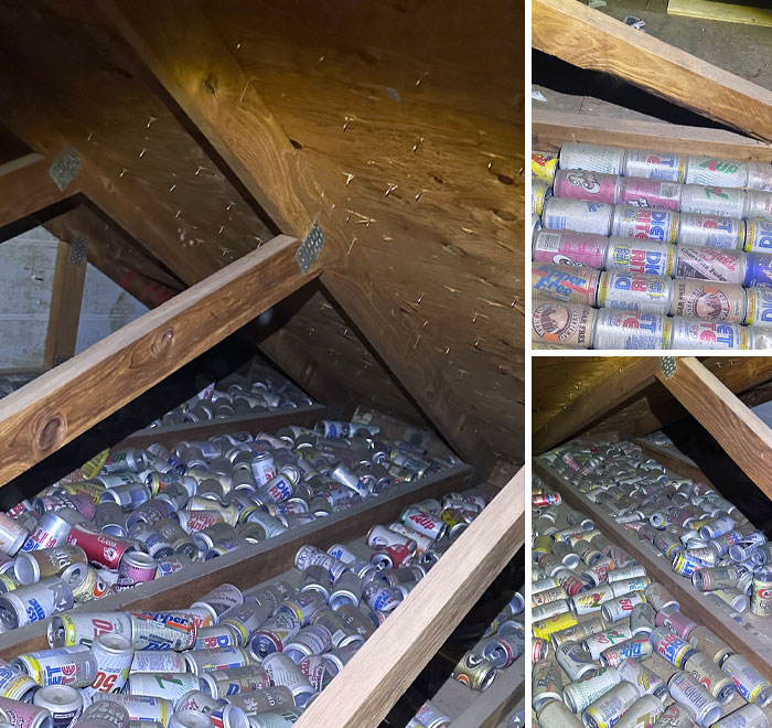 Found An Absolutely Absurd Amount Of More Than 30-Year-Old Cans In The Attic Above My Garage
