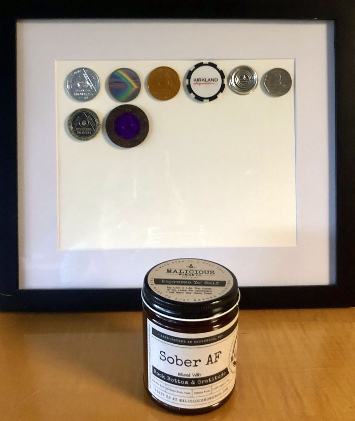 I Got Sober During Covid, So All Of My AA Meetings Have Been By Zoom. My Chips Are Mostly A Random Collection Of Round Objects I’ve Found On My Daily Walks. I Just Celebrated 7 Months