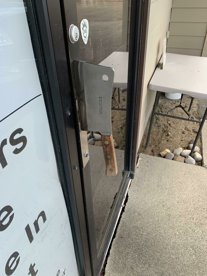 Butcher Shop Door Handle Is A Butcher Knife