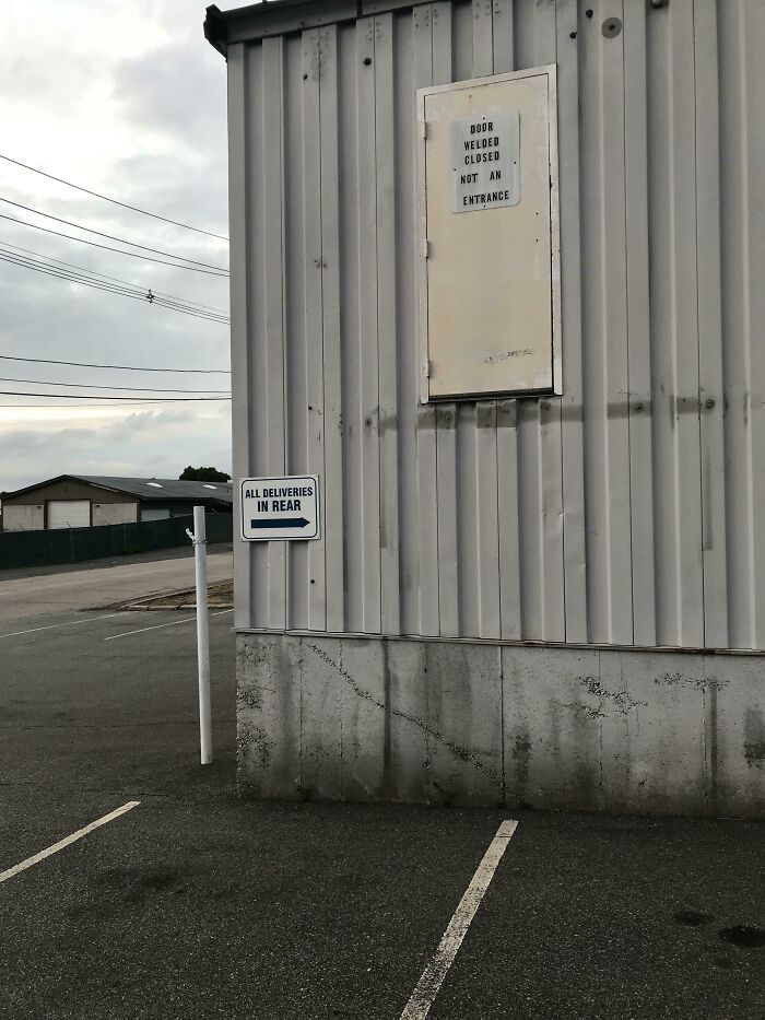 This Door Is Welded Shut. It Is Not An Entrance. Also, It’s Eight Feet Off The Ground