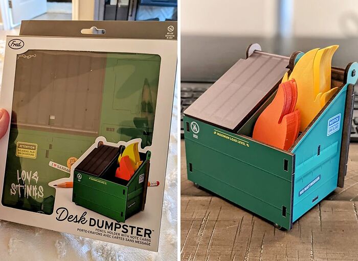 Get Lit With The Dumpster Pencil Holder & Flame Note Cards - Keep Your Desk Literally On Fire With Chic!