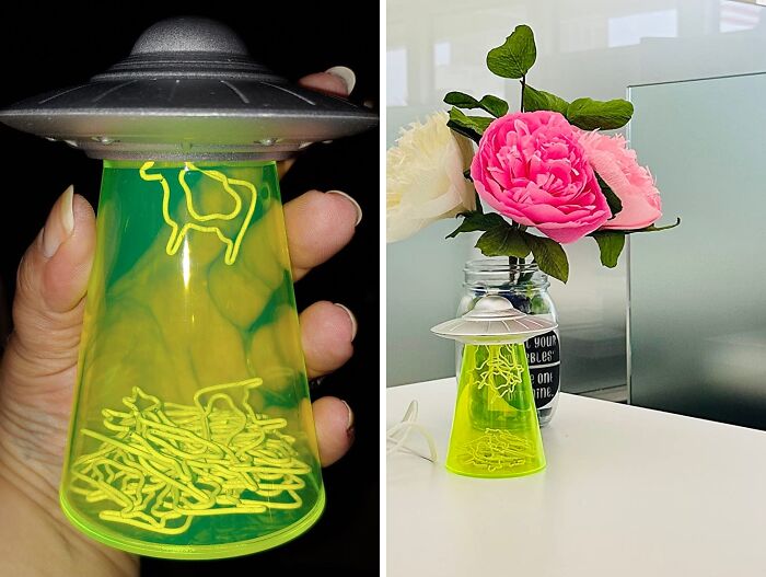 Channel Outer Space Vibes With The Flying Saucer Holder & Cow Clips - Turn Your Desk Into A UFO Adventure!