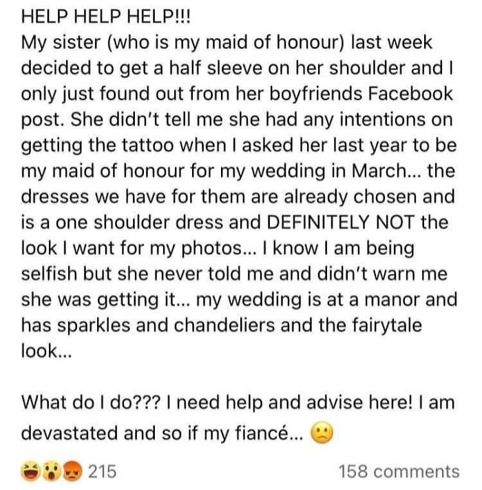 How Dare The Bride's Sister Get A Tattoo Right Before The Wedding