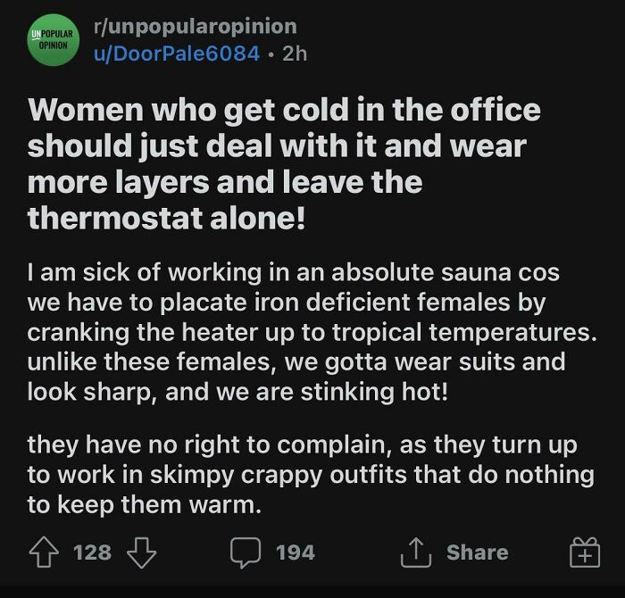 Spotted In R/Unpopularopinion