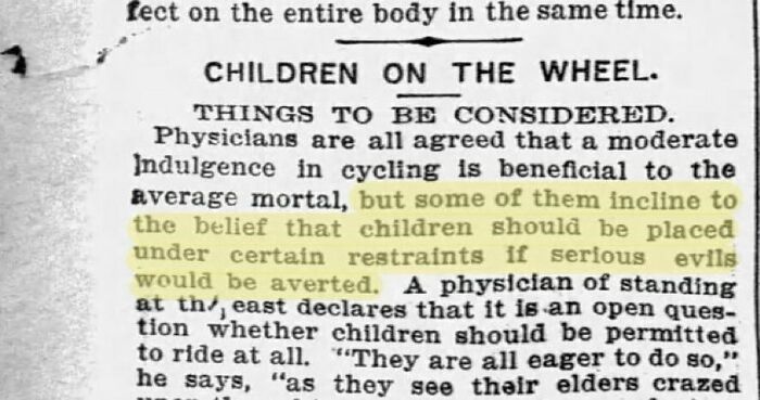 🧒🏻 🚲 In 1897 Some Doctors Warned Parents To Limit Their Kids Bicycle Time