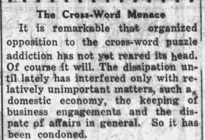 “If The Legislators Have Acquired The Habit, As Presumably They Have, It Is Hard To See How They Will Find Time For Legislation; Nor Will They Entertain Without Extraordinary Inducements An Anti-Puzzle Lobby.” - Kingsport Times, 1924
