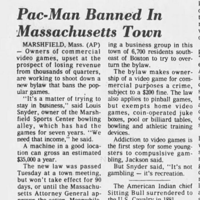 🕹️ Pac-Man Banned In Massachusetts Town (1982)