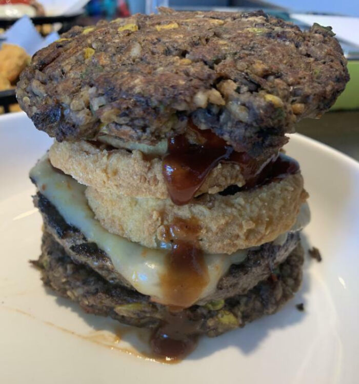 Ordered A Burger With A Bean Patty Substitute. They Substituted The Bun Instead
